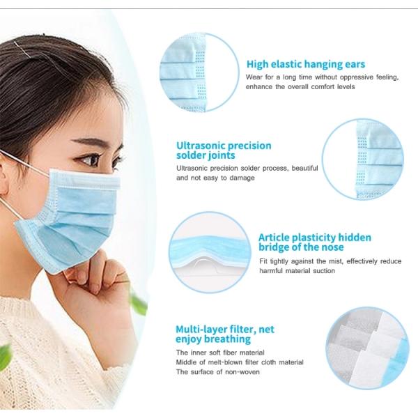 Disposable Three Layer Disposable Blue Earloop Face Mask