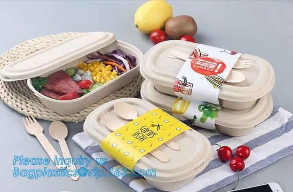 Cheap Pulp bowl, sugarcane take away fast food container with Lid,Compostable sugarcane bagasse clamshell food containers pac for sale
