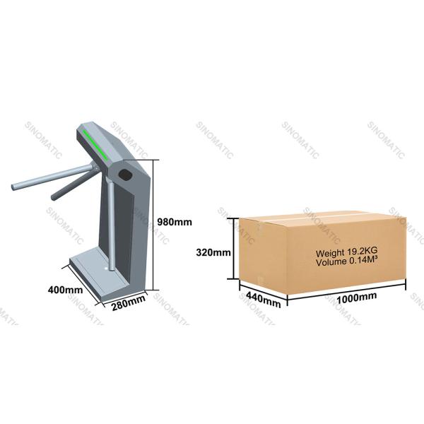 Access Control Tripod Turnstile SS304 Compact Small Packing Volume