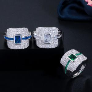 Best Elegant square Shaped CZ Rings Women Ring for Wedding Ring Wedding Sweet Design Jewelry Valentine's Day Love Ring wholesale
