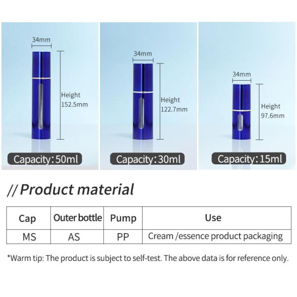 AS Material Empty Refill 20ml 30ml 50ml Plastic Airless Pump Bottle for Skin Care Sunscreen Acceptable Customer's Logo