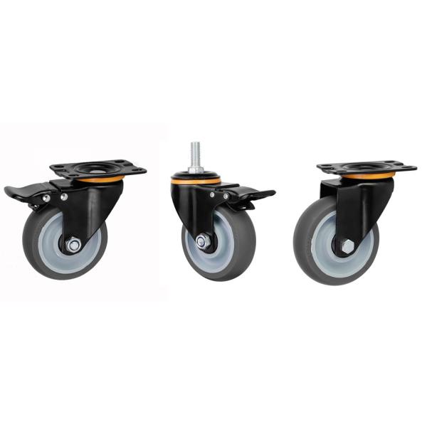 3 4 5 Inch Industry Trolley Furniture TPR Soft Grey Rubber Plate Swivel Caster Wheels