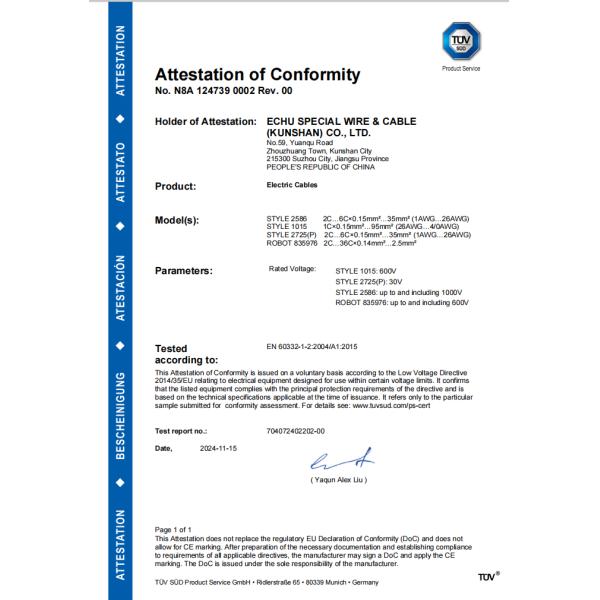 E312831 ROHS UL2725 SR-PVC or PP Insulated Copper Wire Multi Core Shealth Cable with CE certificate