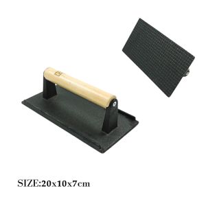 Best 21X11X1.2cm Rectangular Cast Iron Steak Press With Wooden Handle wholesale