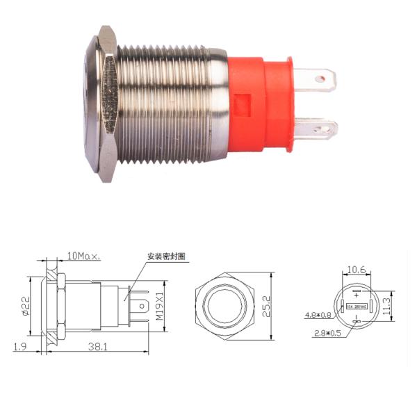 Ip67 Momentary Latching Led Illuminated Push Button Switch Waterproof 19mm For Car