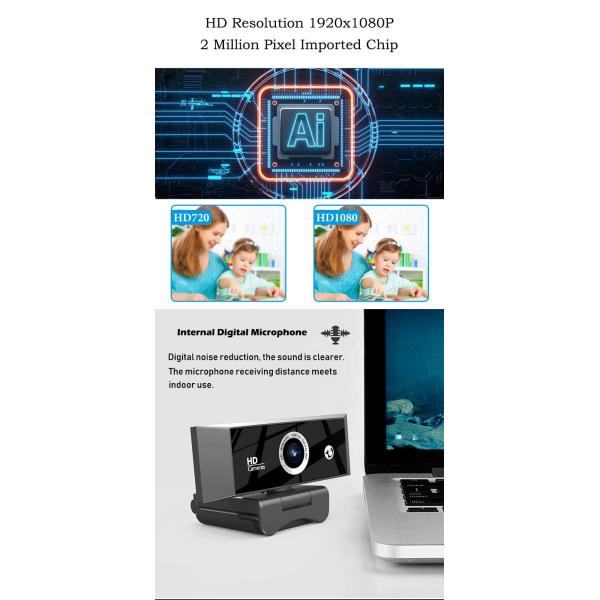Autofocus 6Mega 1080p USB Webcam With Microphone Live Streaming