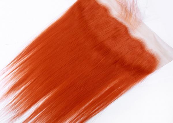Smooth And Soft Human Hair Lace Closure Orange Color Medium Cap Size