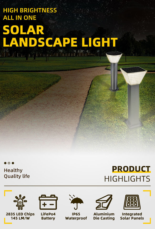 15W IP65 LED Solar Energy Lawn Lamp , Outdoor Courtyard Solar Lights