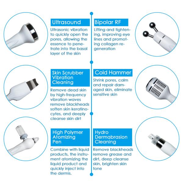 6 in 1 Hydra water Dermabrasion RF Bio-lifting Spa Facial Machine/Hydrogen Oxygen beauty instrument