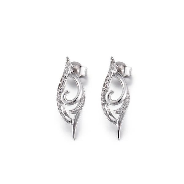 Semilune 925 Silver CZ Earrings 1.95g Silver Drop Earrings For Women