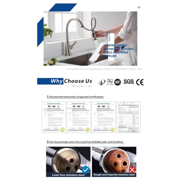 MixerDeck Mounted Kitchen Mixer Spray Taps , Pull Out High Arc Kitchen Faucet