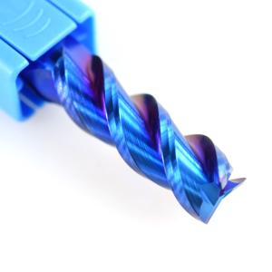 China 1 - 12mm Blue Coated Carbide End Mill 3 Flute Aluminum Cutting Milling Cutter Spiral Router Bit CNC End Mill on sale