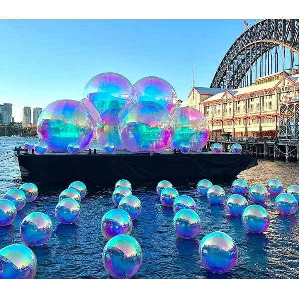 Customized Giant PVC Wedding Party Ceiling Decorations Vibrant Inflatable Mirror Balloons For A Unique Disco Ambience