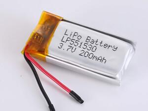 China LP551530 200MAH Silver Lithium Polymer Battery with 500 Cycles Cycle Life for Industrial and Commercial -20°C To 45°C on sale