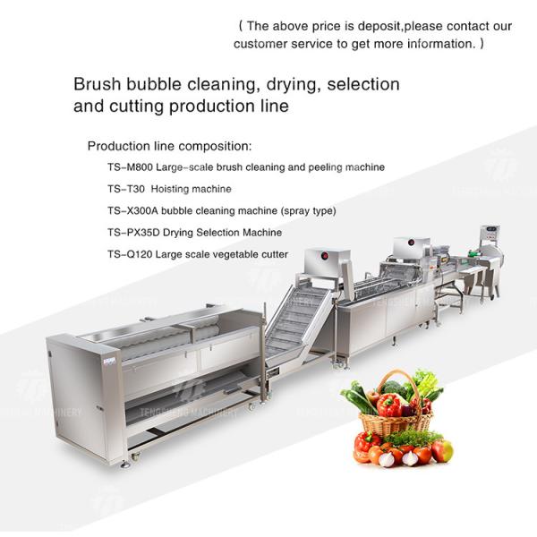 Industrial Fruit And Vegetable Processing Line Brush Bubble Cleaning Drying Selection And Cutting