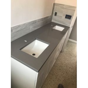 Gray Quartz Kitchen Countertops , Artificial Solid Surface Quartz Countertops