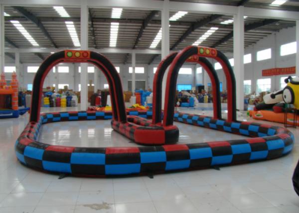 Cheap Outdoor Games Inflatable Race Track , Inflatable Air Tumble Track / Go Kart Track for sale