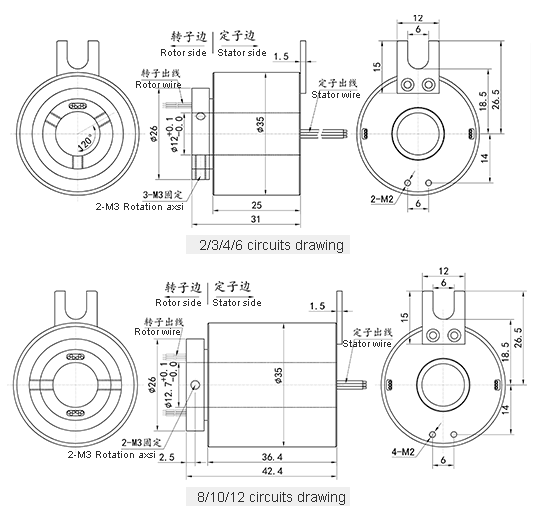 1000RPM Mini Hole Ingergal Precision Slip Ring Customized For More Circuits Or Large Current