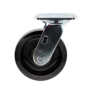 China 200x50mm Heavy Duty Casters Solid Black Wheel Swivel Plate Glass Filled Nylon on sale