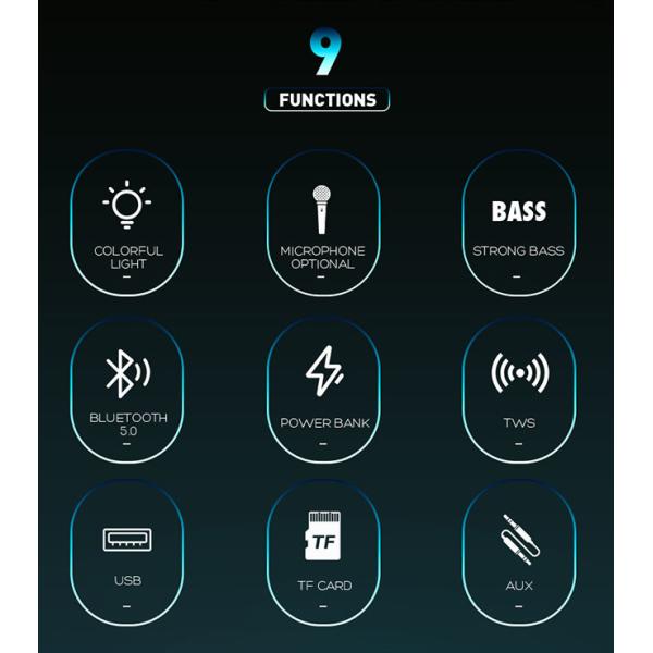Usb Disk Function Outdoor Party Speaker Battery Powered Abs + Iron Material