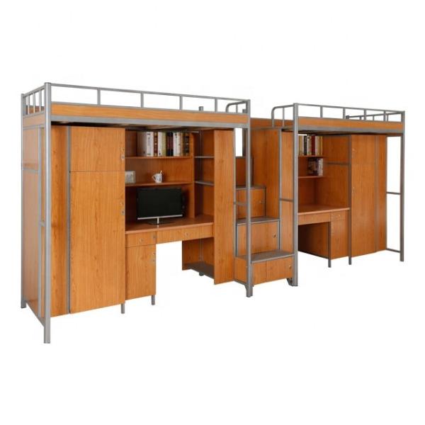 Cheap KD structure Double Layer Metal Bunk Bed Frame With Desk for sale