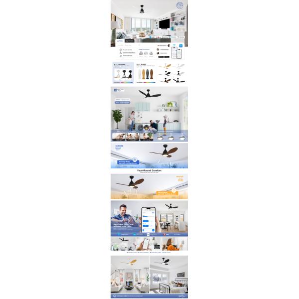 Noiseless 110V 240V Dimmable LED Ceiling Fan With 3 Colors Change Light