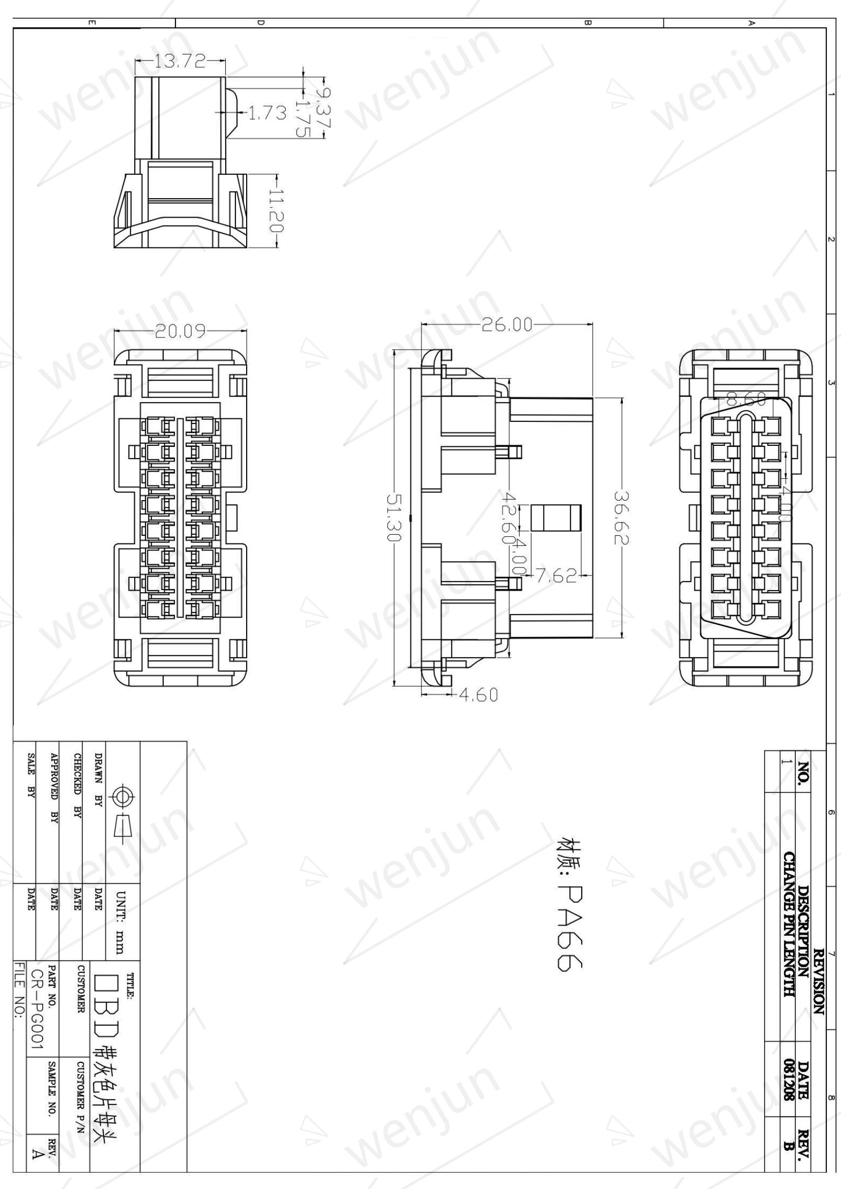 OBD2 Bracket For Female Connector Assembled Used For Kia Interface
