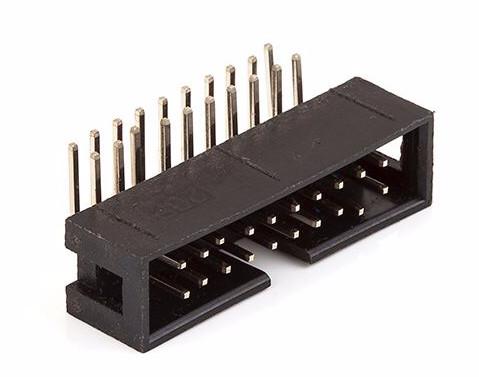 Cheap Right Angle Male Box Header Small Electrical Connectors 2.54mm R/A Dual Row 6～64P for sale