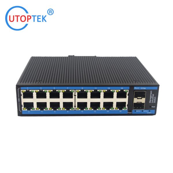 L2 Managed Industrial 2x1000M SFP port + 16x10/100M RJ45 port +1xConsole port, DIN Rail,-40 ~+85 ℃