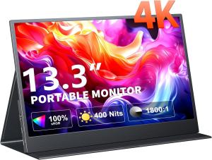 4K 13.3 UHD IPS Portable Laptop Monitor Dual USB C HDMI Computer Gaming Display