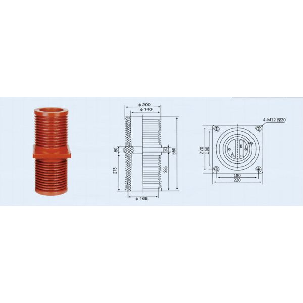 180x180 Epoxy Resin Bushing 35KV High Voltage Busbar Bushing Epoxy Resin Through