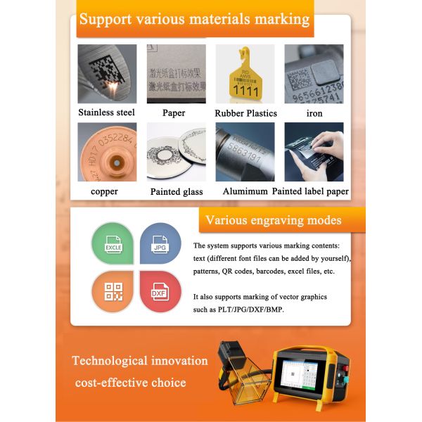 20W 30W Handheld Portable CNC Laser Marking Machine for Metal Stainless Steel Paper Paint Glass Aluminum High Fiber Laser Pulsed