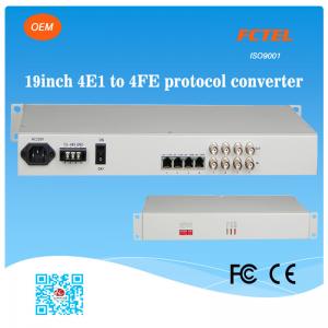 Best FCTEL 19 inch 75 Ohm 4E1 to 4 Ports 10/100Mbps Ethernet Isolated Protocol Converter wholesale