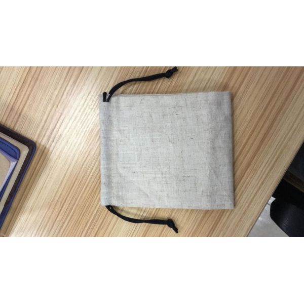 Recycled Jute Drawstring Bag Portable Hot Stamping Logo For Christmas Gift