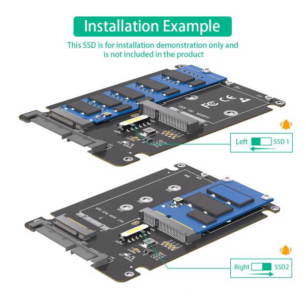 Full-size NGFF M.2 B Key/mSATA SSD to 2.5 SATA3 Adapter 2 in 1 with Plastic Enclosure