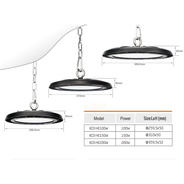Aluminum Body IP65 10kg Industrial LED High Bay Light 200watt