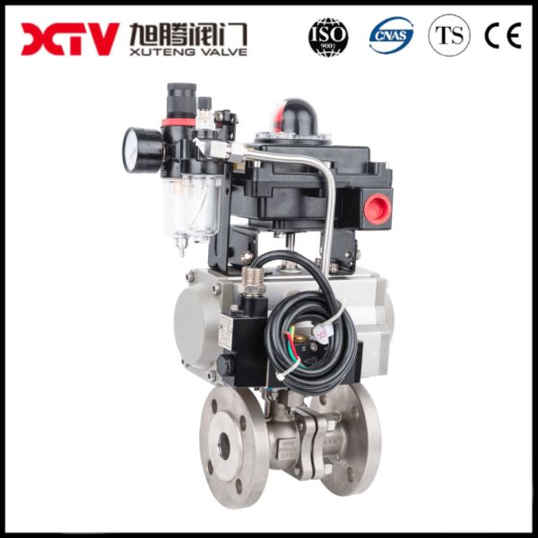 CE ISO Ts Stainless Steel Flanged Spring Return Handle 3PC Floating Ball Valve