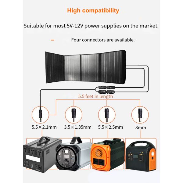 60W 80W 100W 120W Foldable Solar Powered Generator Portable 18v 24v
