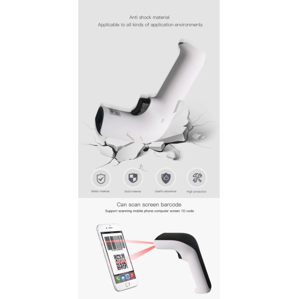 1D 2D 2200mAh Handheld Barcode Scanner Bluetooth For Warehouse