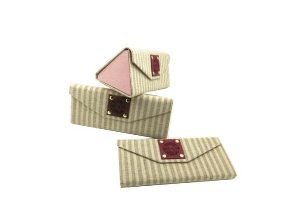 Cheap Striped Linen collapsible Eyeglass Case Triangle Eyewear Case Box for sale