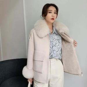 Best Korean Style Fox Fur Coat Fall Winter Short Women Genuine Wool Coat wholesale