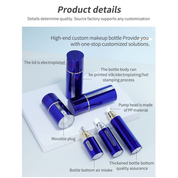 AS Material Empty Refill 20ml 30ml 50ml Plastic Airless Pump Bottle for Skin Care Sunscreen Acceptable Customer's Logo