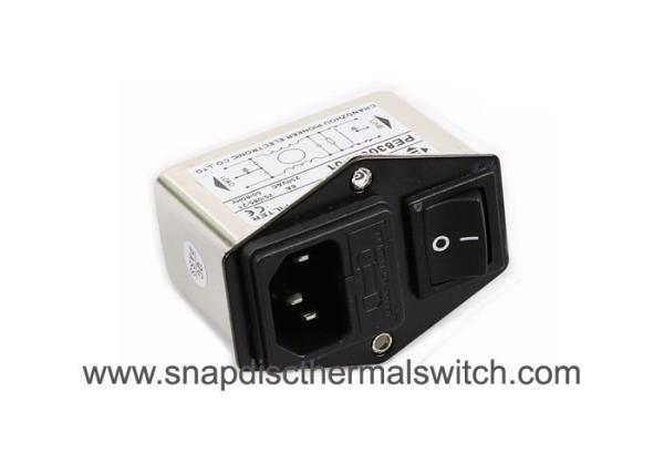 Cheap Lightweight AC Power Line Noise Filter Snap In Versions With  On / Off Switch for sale