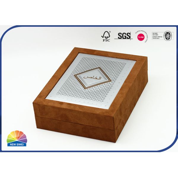 Flocking Paper Hinged Lid Shoulder Box Hot Silver Stamping Logo