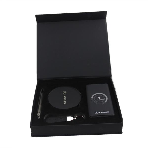 Cheap Rechargeable Wireless Power Bank Notebook Keychain Pen Cup Gift Set Business Gift for sale