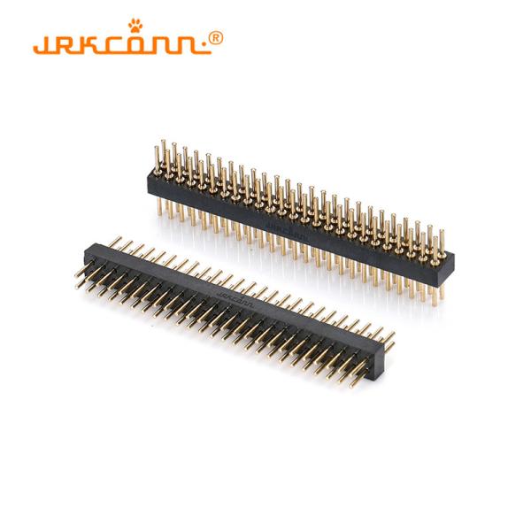 Cheap Double Rows Machined 1.27 Mm Pitch Connector Dip Type Round Hole Right Angle Pin Header for sale