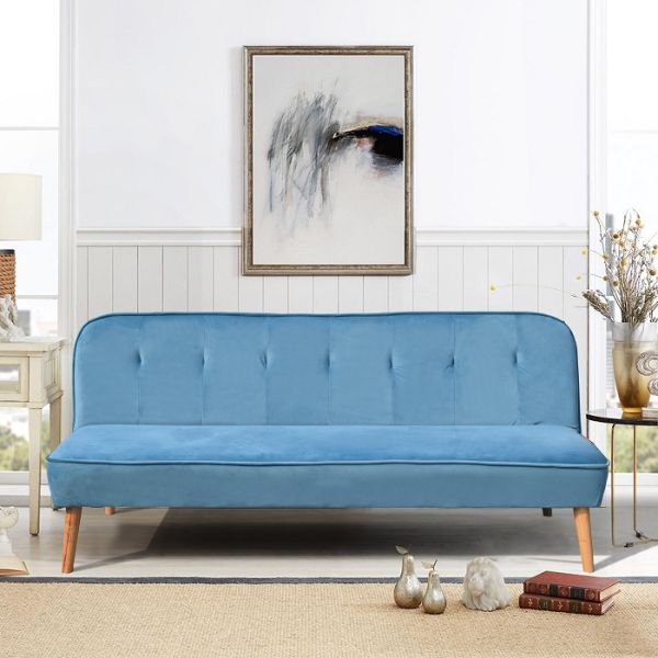 L Shaped Folding Sofa Bed Blue/Grey Polyester Upholstered Modern Sofa Bed Wholesale