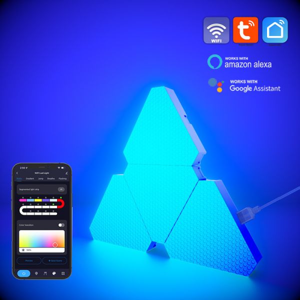 White LED Triangle Wall Lights PC Material Colorful Indoor Wall Light
