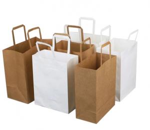 China Biodegradable Folding Paper Packaging 300um Kraft Paper Shopping Bag on sale