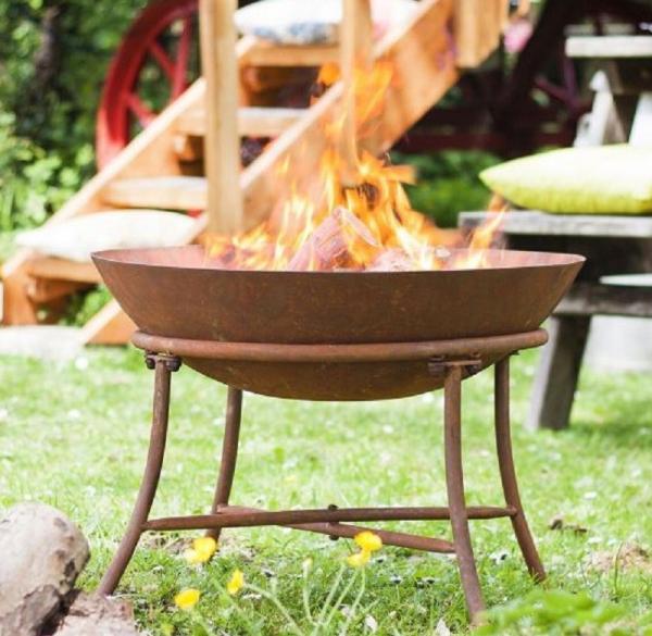 Cheap Modern Decorative Corten Steel Fire Pit Metal Fire Bowl With Stand for sale